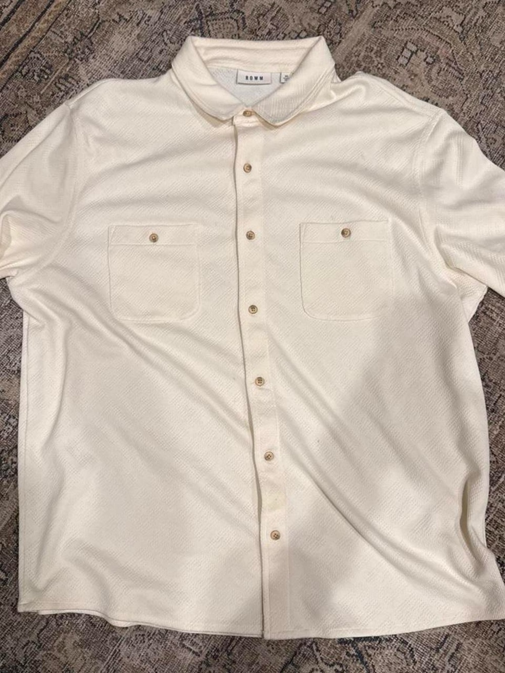 Rowm Cream Short-Sleeve Button-Down Shirt